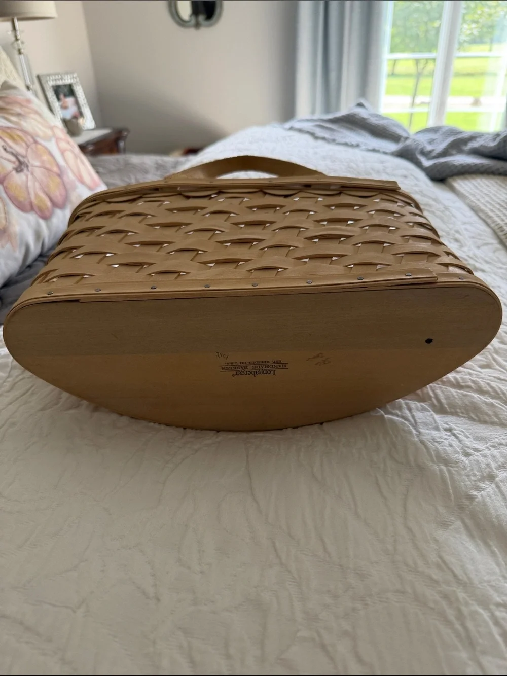Longaberger Beige Woven Hanging Basket